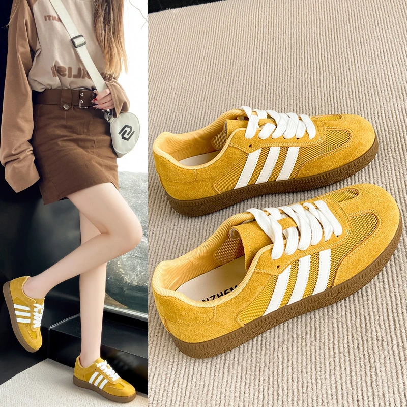 3号新款多巴胺透气网面德训鞋女平底休闲运动舒适复古软底阿甘鞋