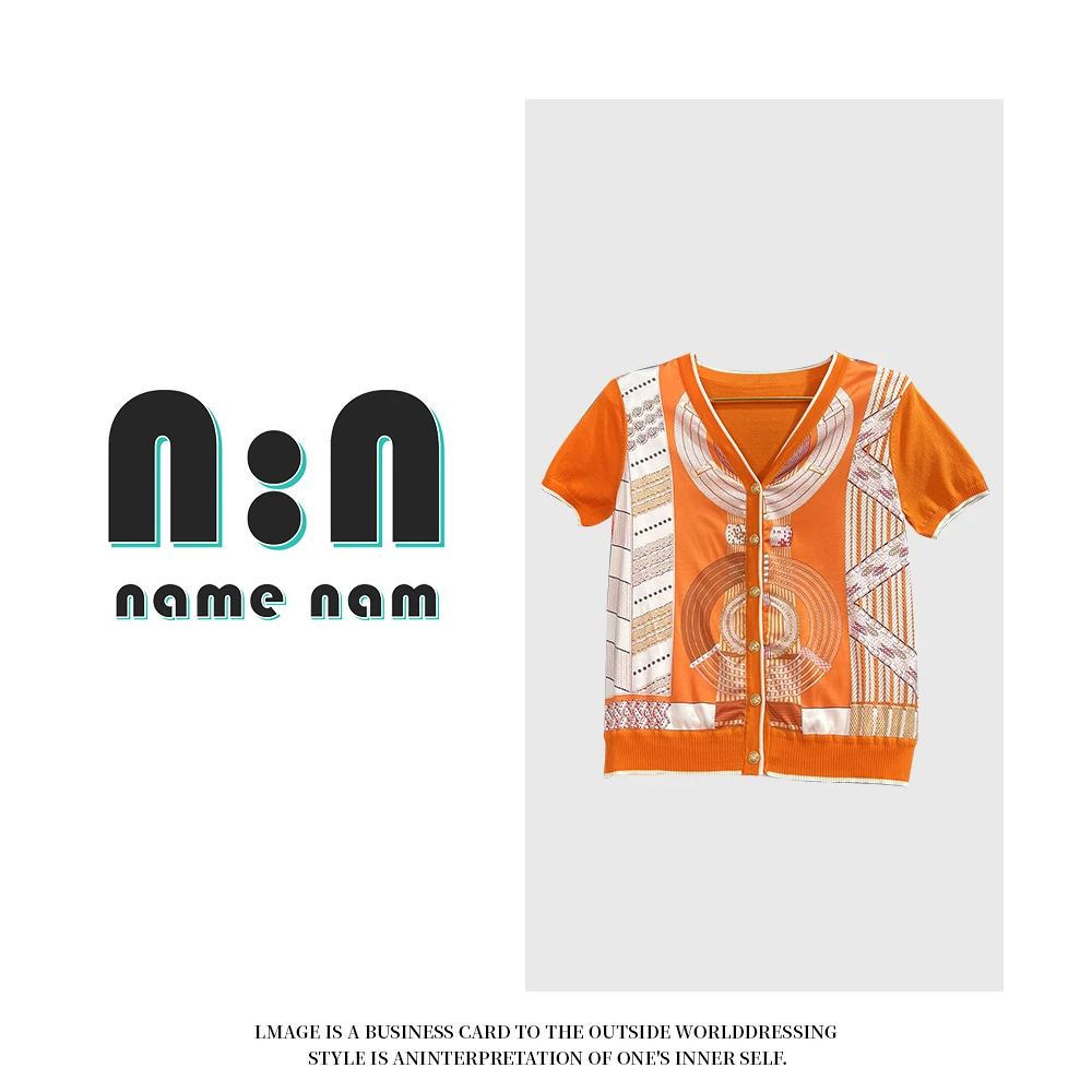 【楠姐奢品】圆环皮带 桑蚕丝印花拼接针织开衫重工缝盘外套欧货