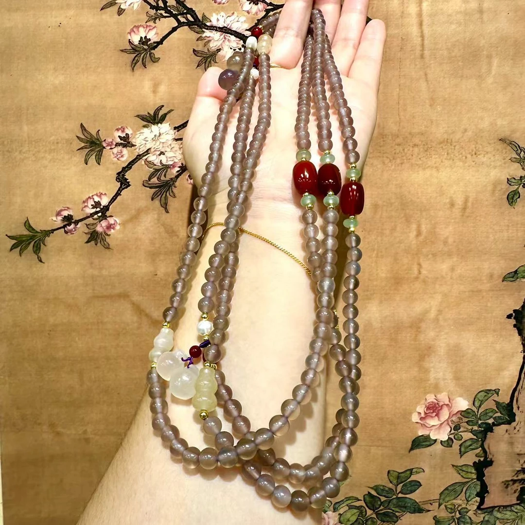 马达加斯加特级灰冰玛瑙多圈手串（多样性发货拍一发一）