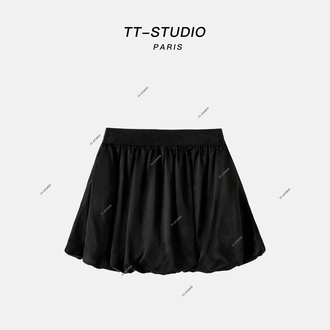 TT【蓬蓬裙】铜氨丝春夏新款纯色百搭蓬蓬裙TT-K236