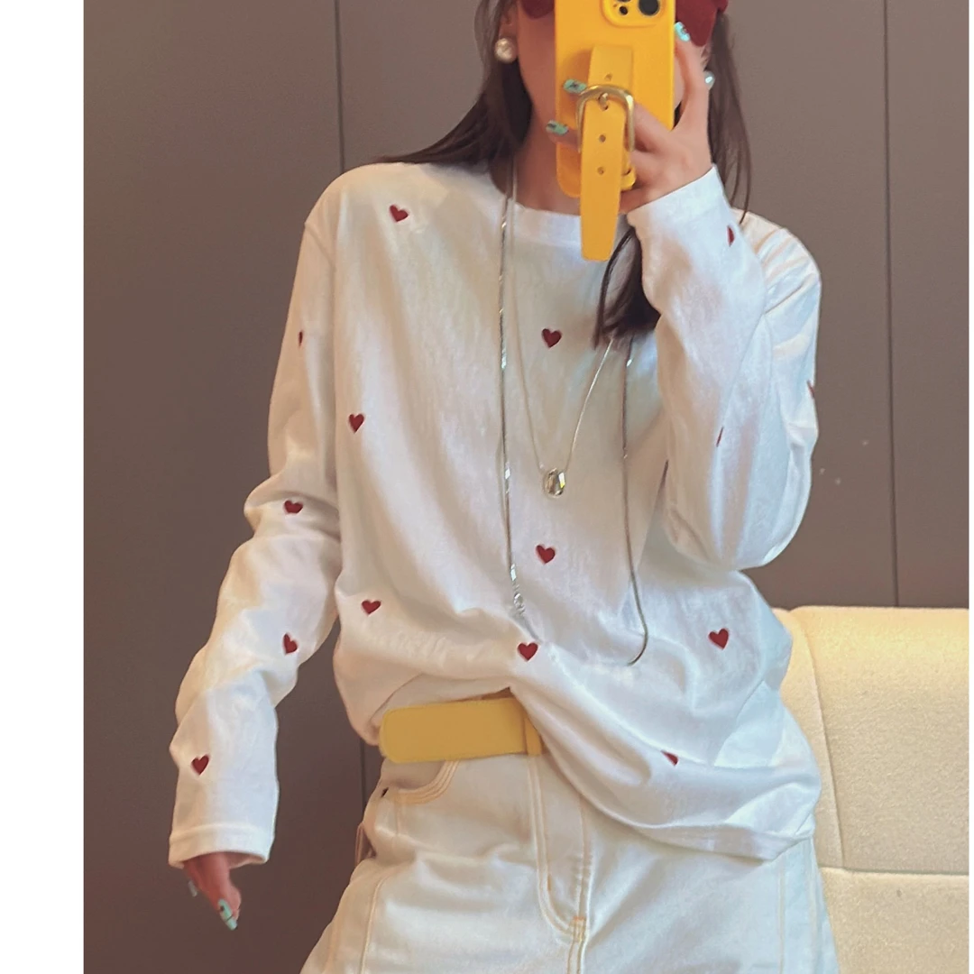 韩版新款春款小众洗水打底长袖T恤