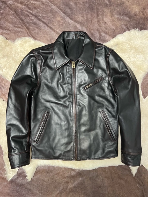 美式马皮1930机车皮衣欧美复古秋冬极简风