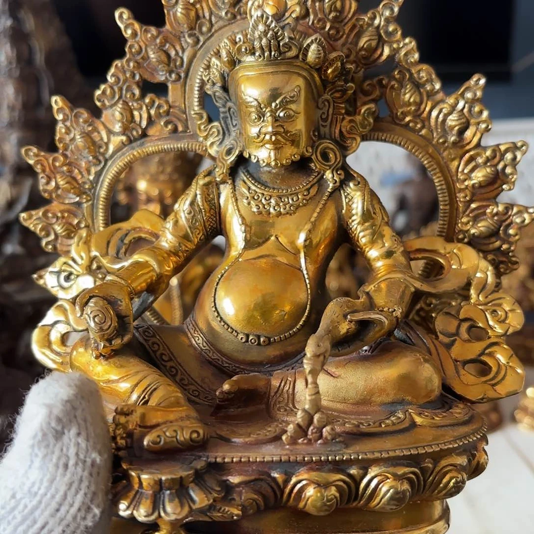 ?***?黄财神藏佛黄铜摆件