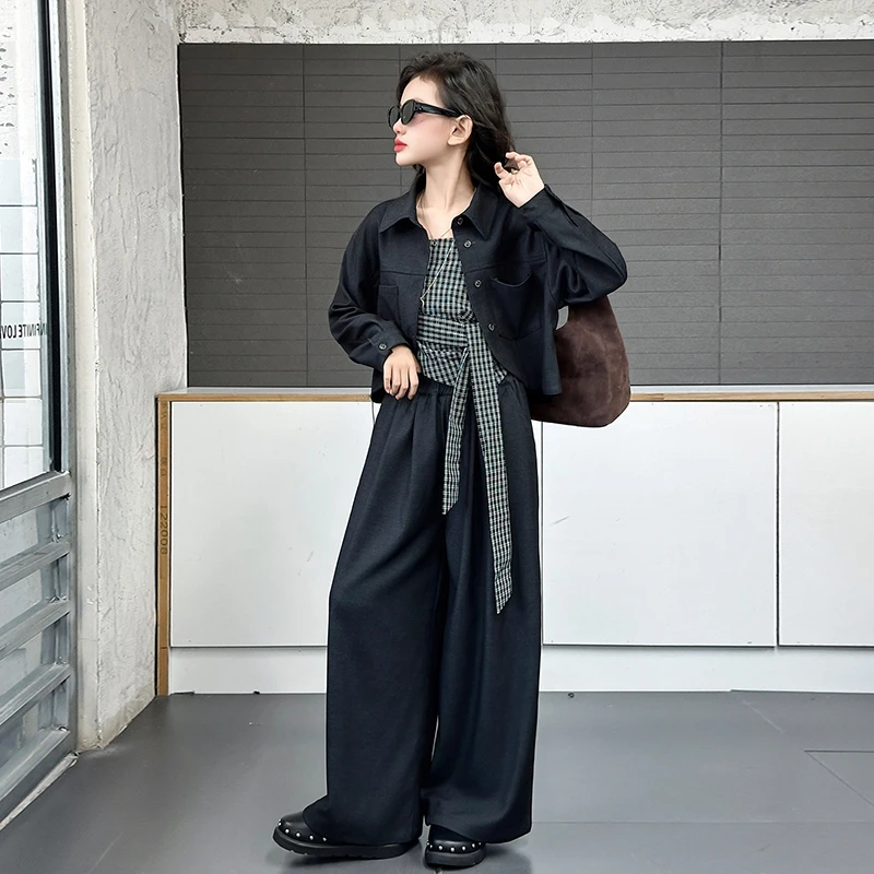 女童秋季套装2025新款洋气时尚牛仔三件套6-12岁中大童秋款衣服潮