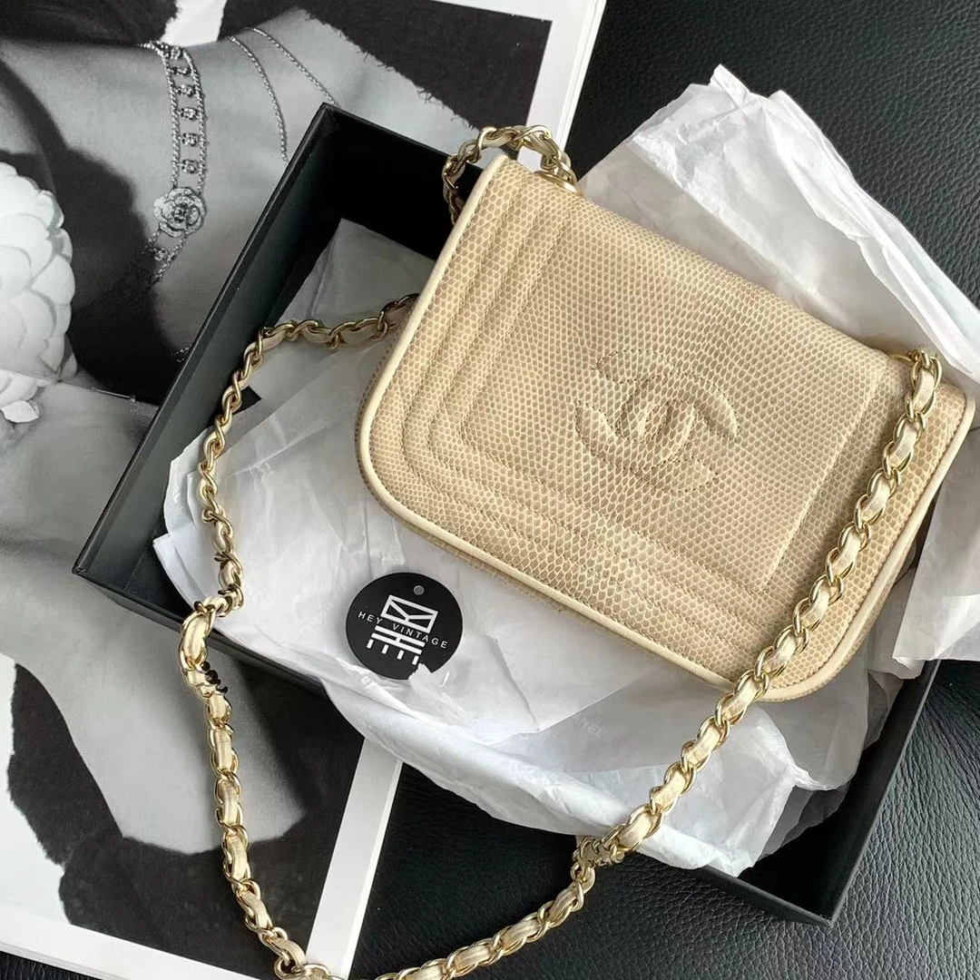 95新 Chanel/香奈儿 中古款奶茶色特殊皮woc包 14358619
