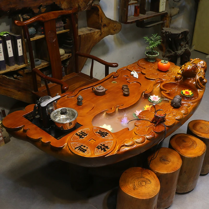 根雕茶台楠木树根茶海实木茶几木头木雕茶桌椅组合HC10368