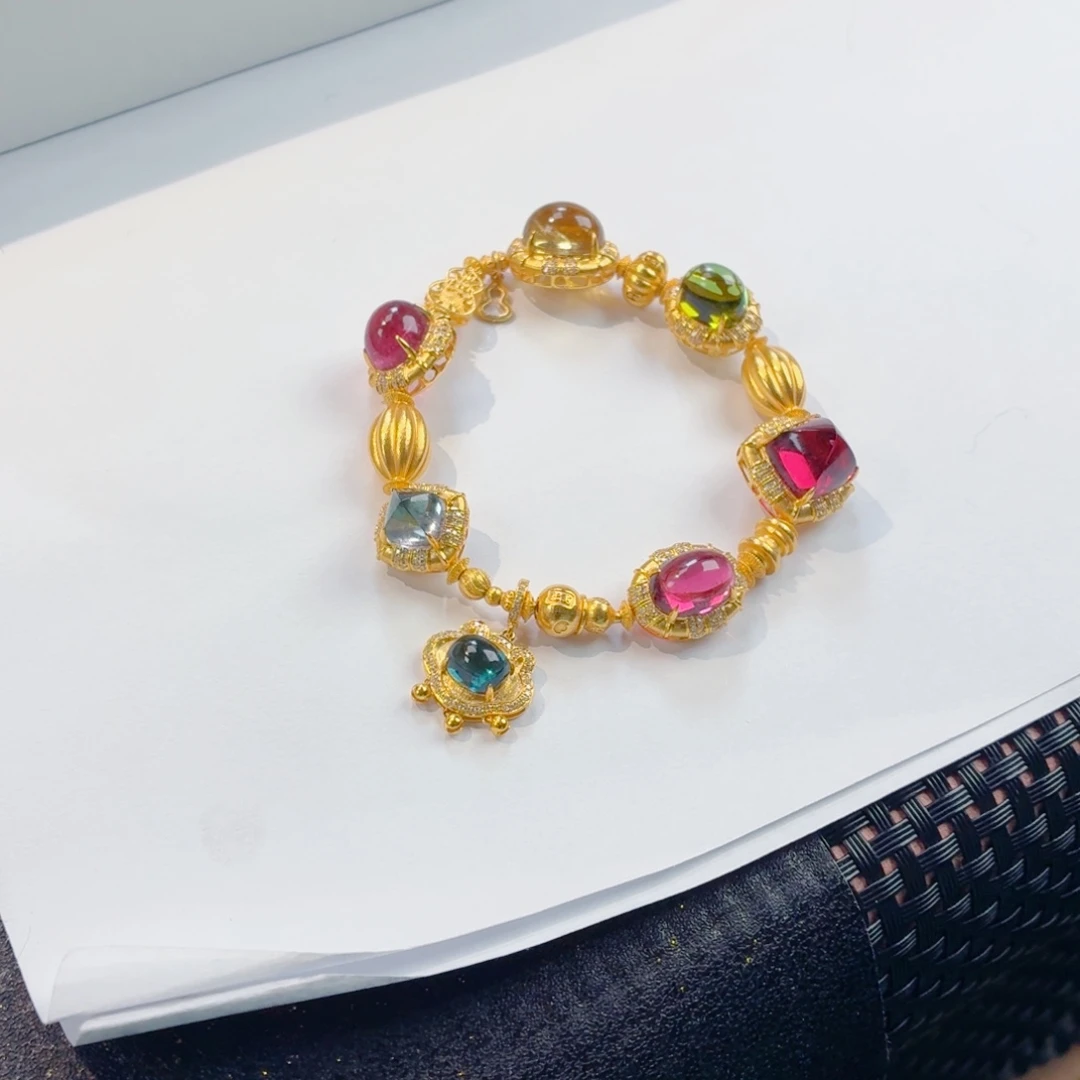 手链碧玺18K金镶嵌碧玺手链