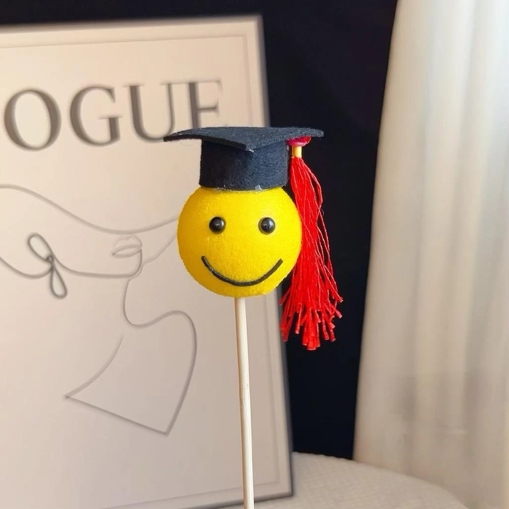 迷你小博士帽毕业季花礼乒乓菊表情笑脸diy材料可爱礼物卡通花束