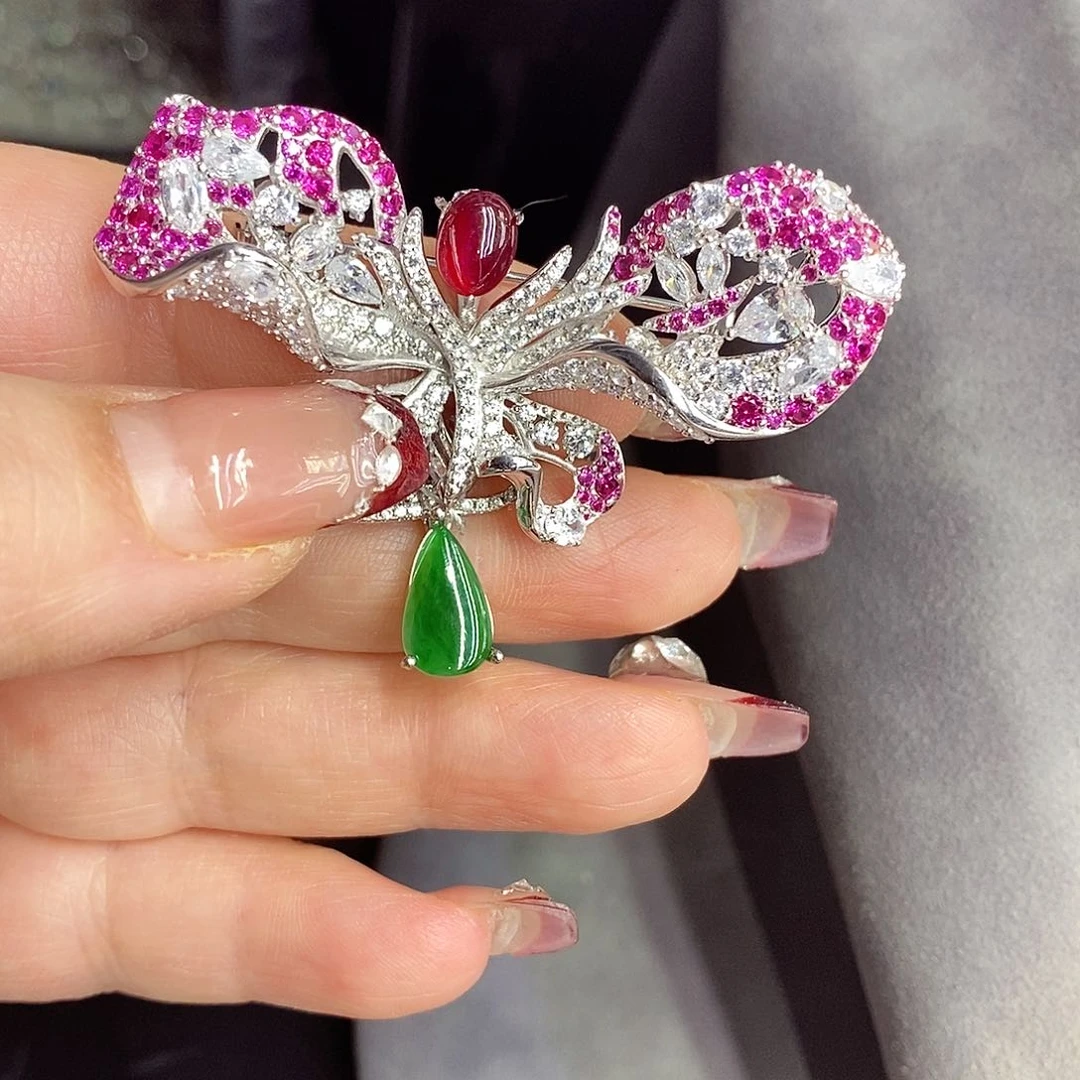 翡翠颈饰银S925镀金镶嵌?****?