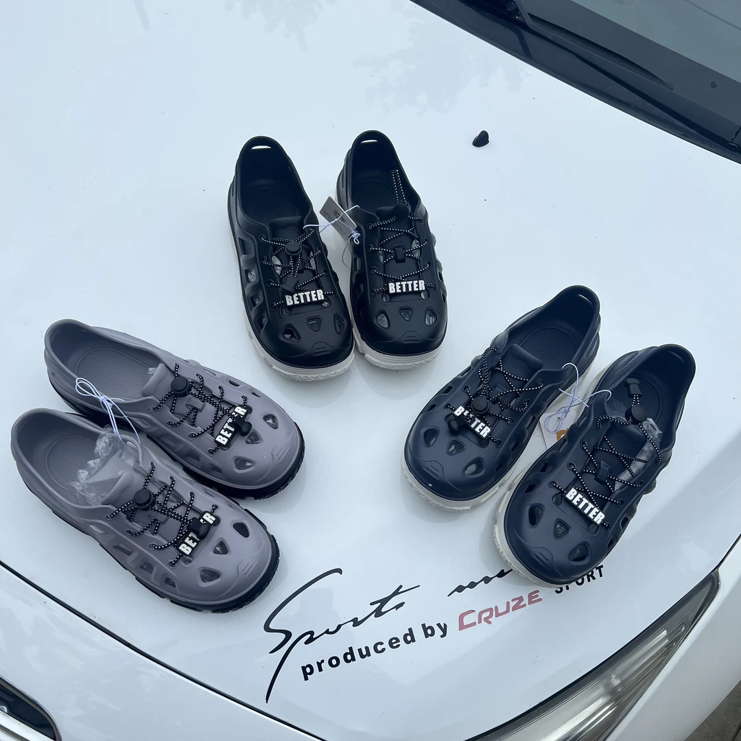 2025凉拖9145防滑青春潮流透气平跟夏季洞洞鞋百搭拖鞋厚底千金风