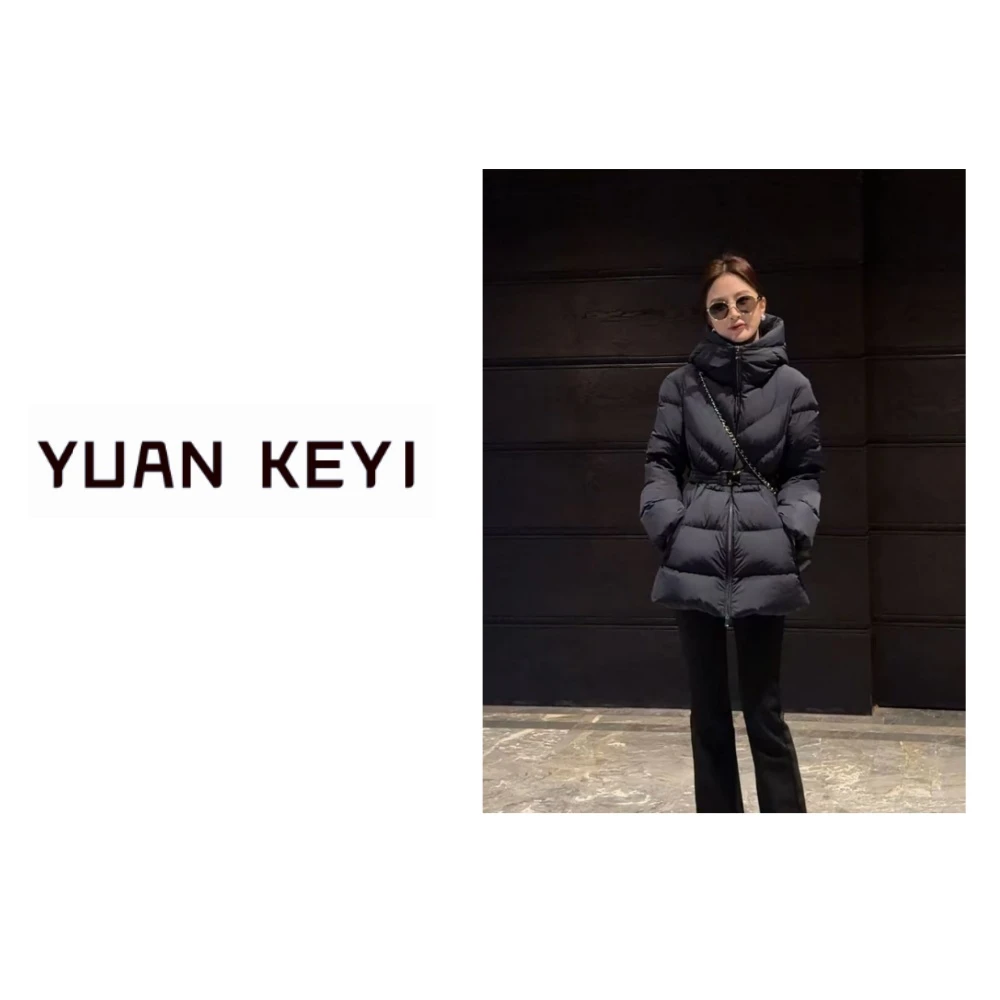 YUANKEYI  “MC蚂蚁腰”进口90白鹅绒腰带连帽鹅绒服轻装滑