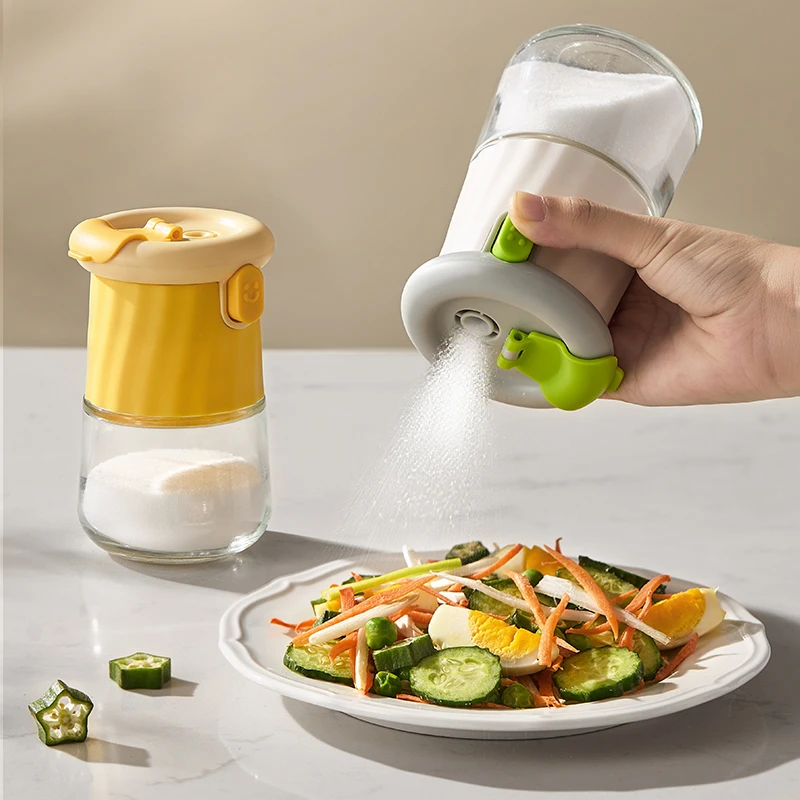 祝氏心宜定量盐罐二合一调味罐瓶家用按压式防漏盐罐烧烤料罐
