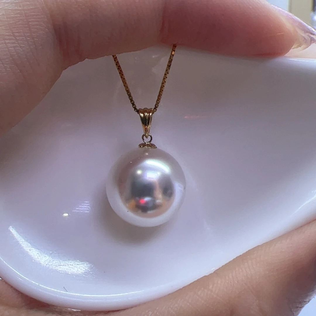 淡水珍珠吊坠(赠链)18K金镶嵌