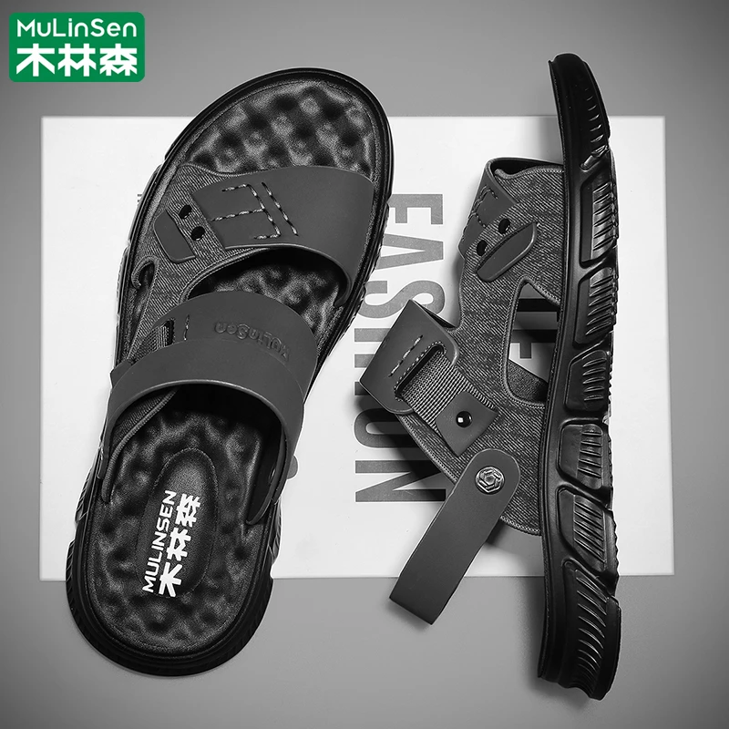 木林森沙滩鞋男款2025新款夏季户外外穿防滑软底两用涉水凉鞋男