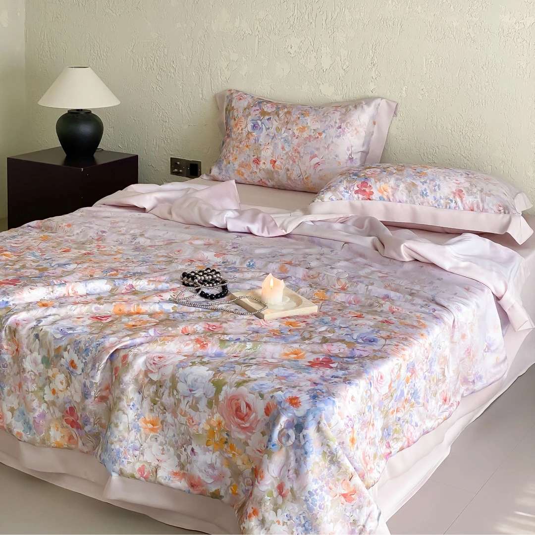 春花宴 天丝印花被子空调被轻奢柔软亲肤夏凉被丝滑凉感夏被机洗