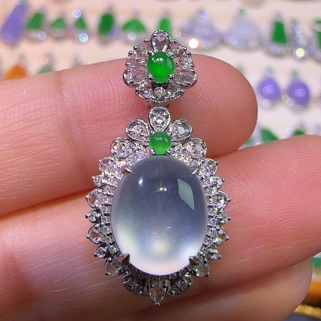 翡翠18K金镶嵌吊坠(不含链)