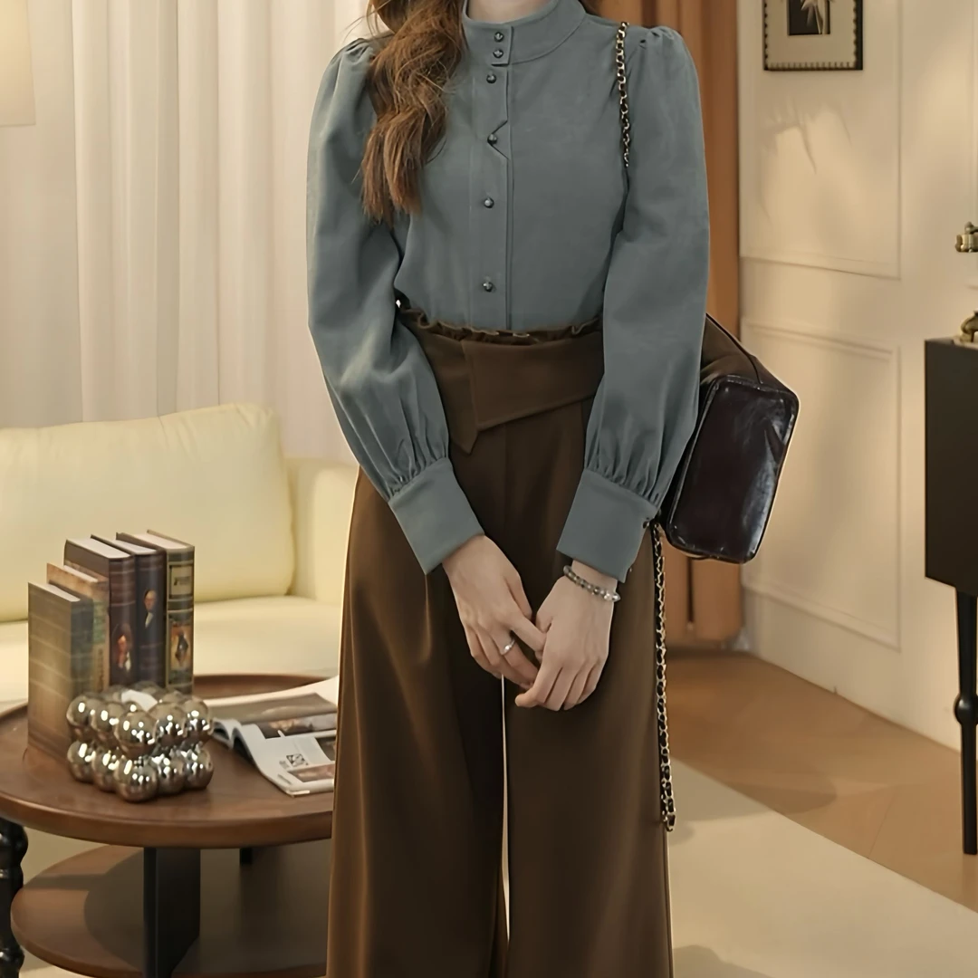 现【十一港风】通勤百搭设计感气质时尚衬衫Y4229