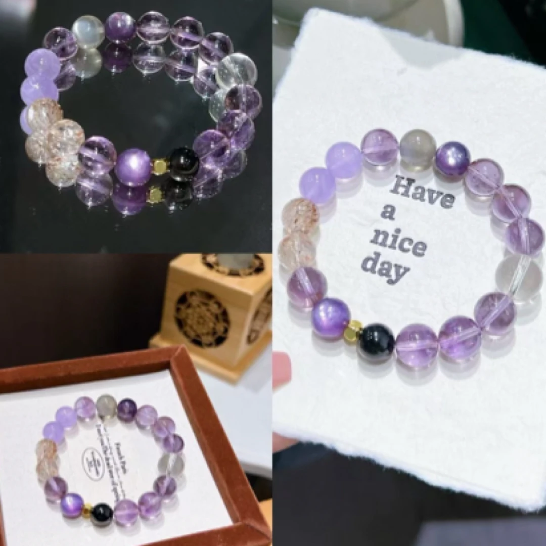 非金属莫桑石手链 紫夜精灵 紫水晶梦幻