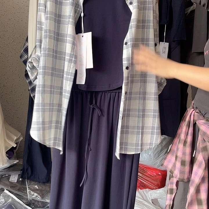 格子衬衫3件套加大码XL