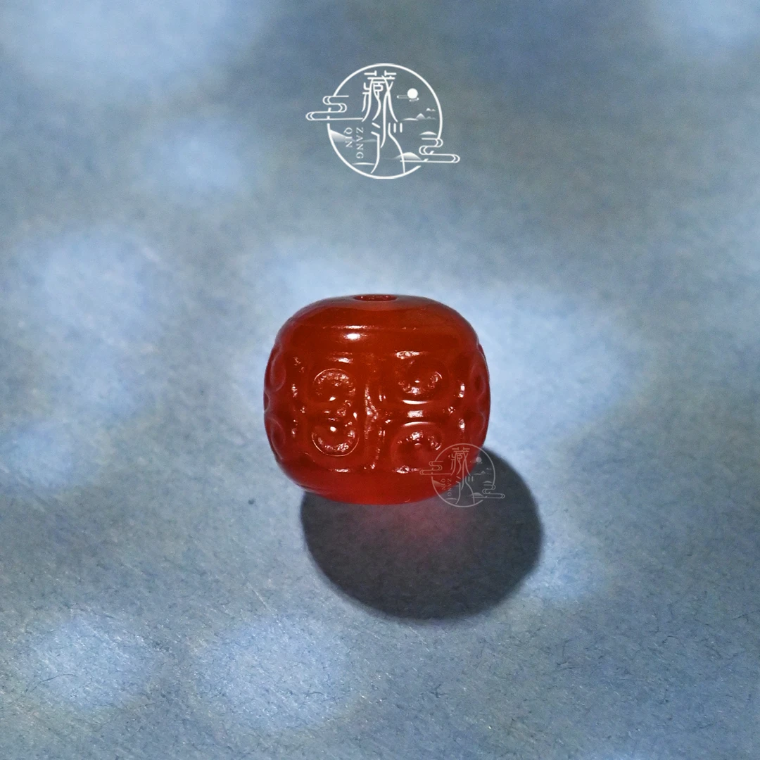 8/10/12MM红玛瑙回纹老型桶珠文玩水晶手串DIY配饰顶珠腰珠散珠子