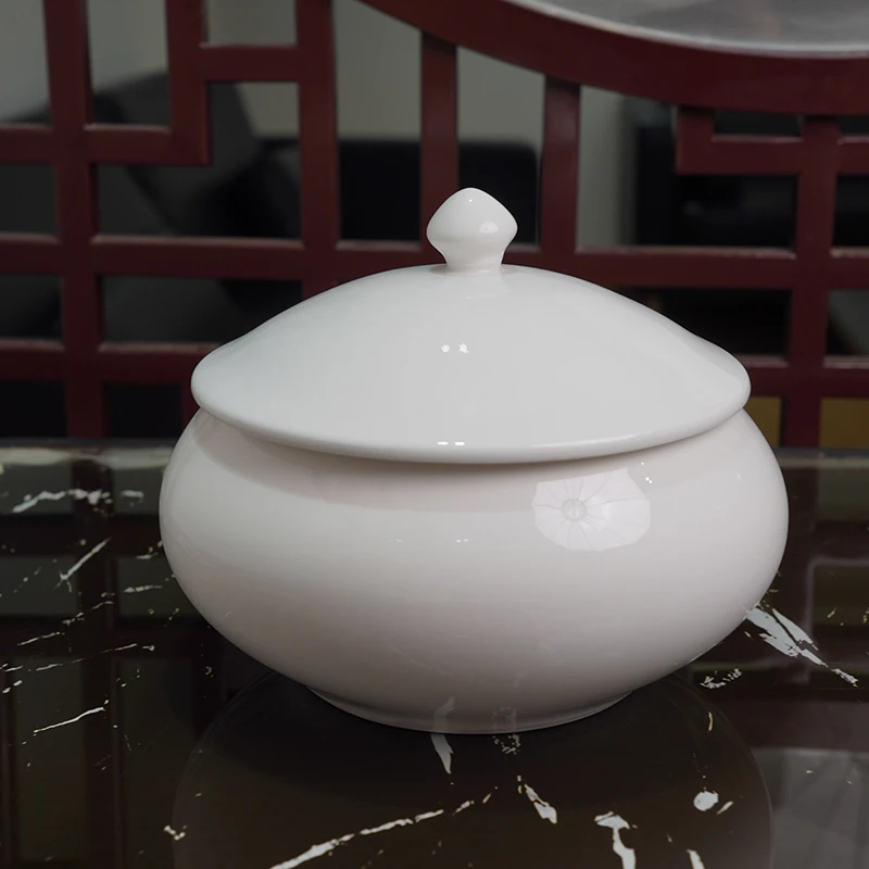 炖罐耐热带盖大号汤碗隔水炖盅猪油罐防尘简约陶瓷家用白瓷纯白