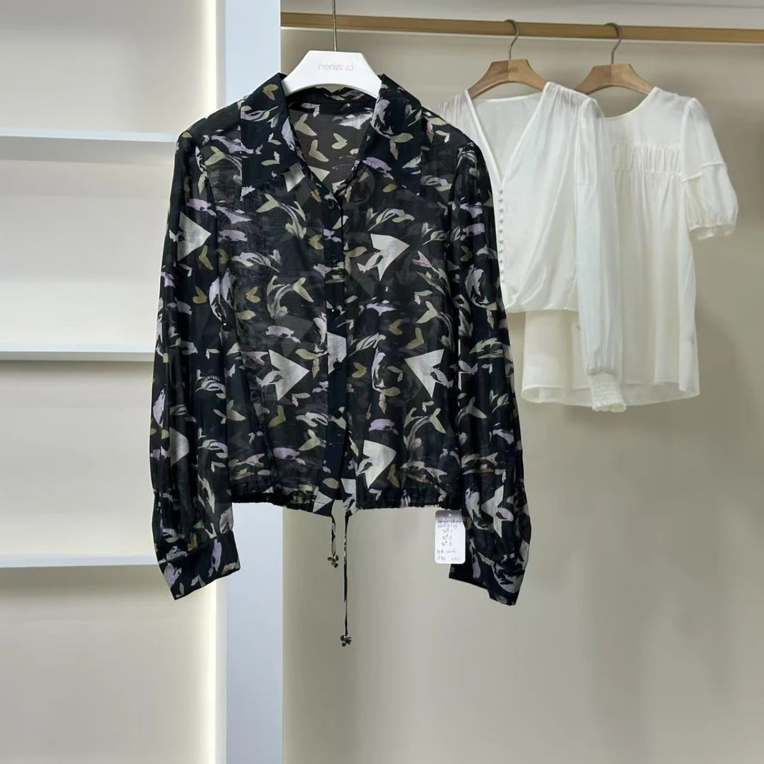 麦迪尚品【H】K044女装简约时尚宽松印花衬衫商场撤柜正品