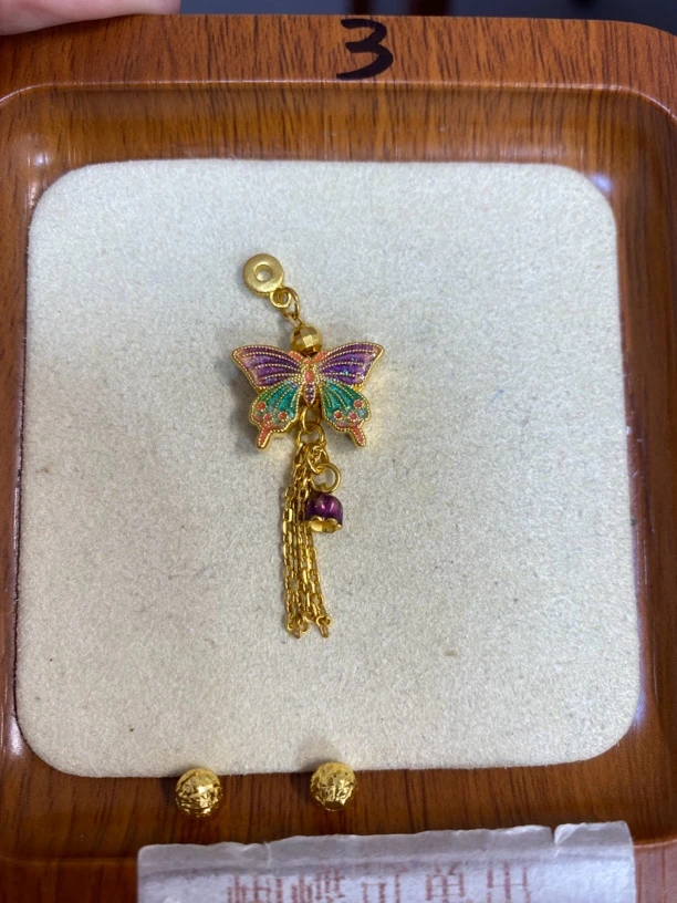 足金999烧蓝转运珠2+1