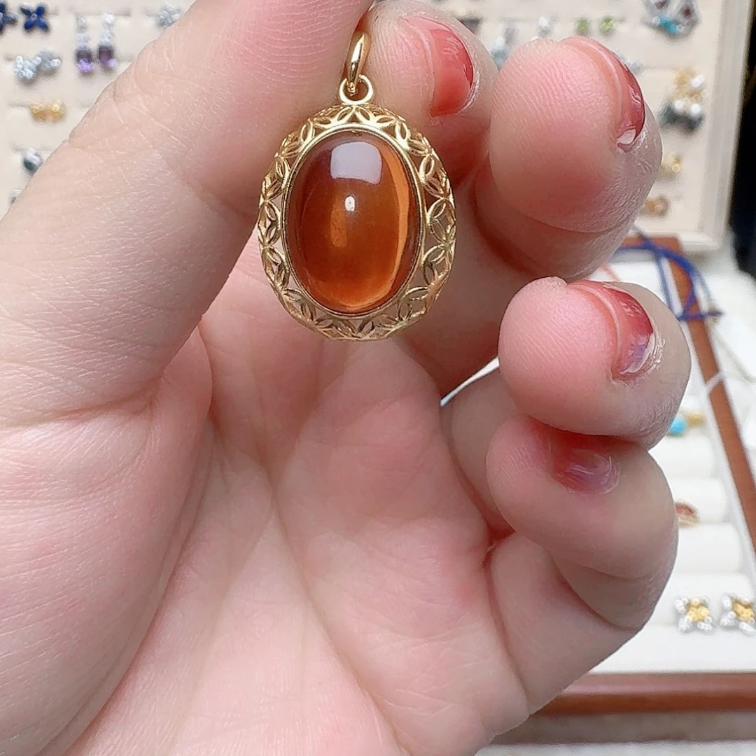 琥珀吊坠(不含链)银S925镶嵌