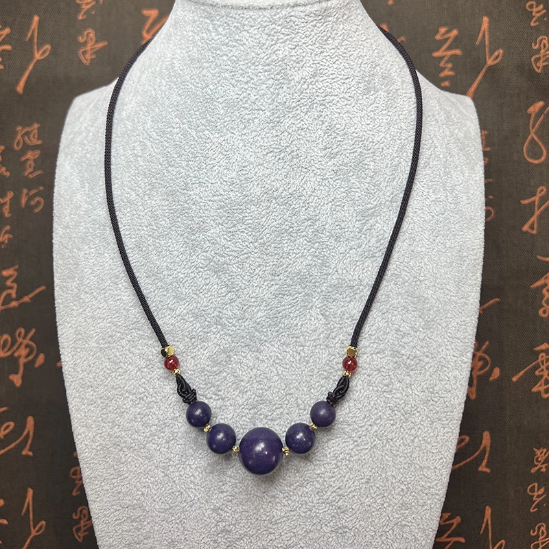紫气东来天然合香珠锁骨链药香珠编绳可调节项链