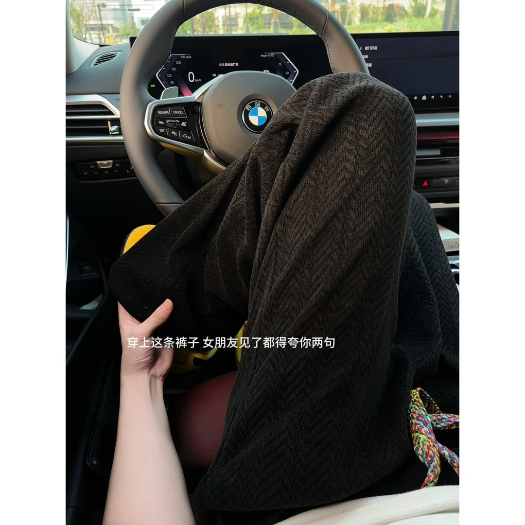 麦穗纹提花休闲裤子男秋季潮牌美式高街宽松直筒垂感阔腿运动卫裤