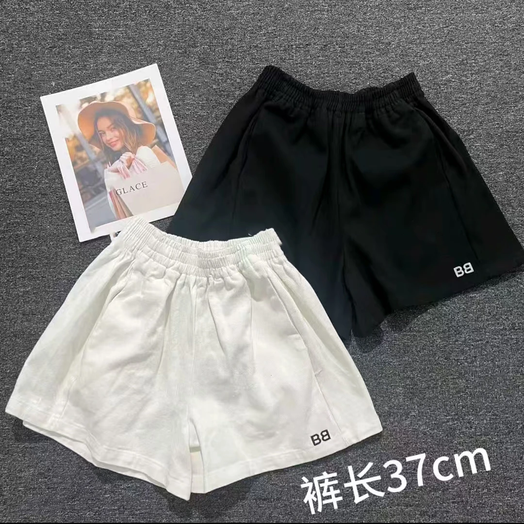 微弹力运动风A版短裤遮肉显瘦字母口袋休闲裤ins