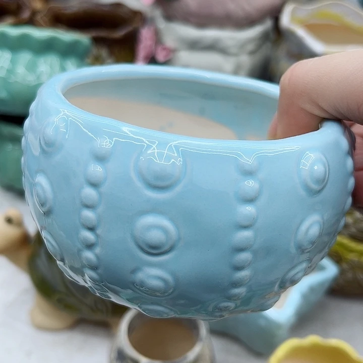 多肉绿植陶瓷花盆9.9包邮，有孔