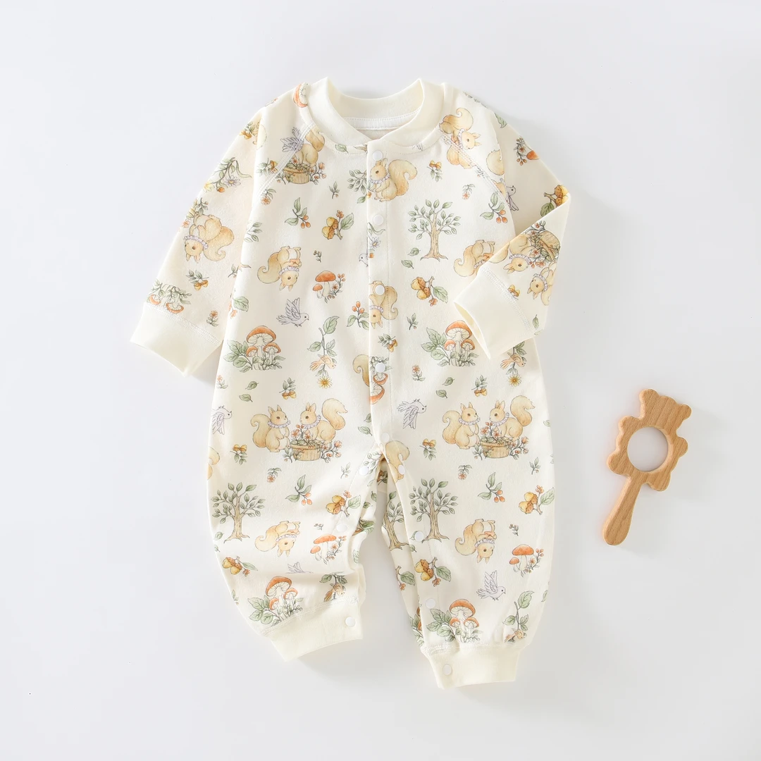 A类纯棉长袖新生婴幼儿春秋宝宝爬服男女宝通用哈衣长爬新生护肚