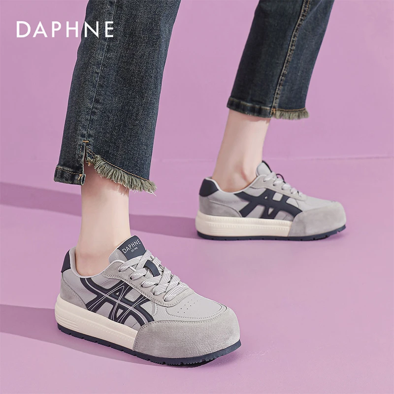 Daphne/达芙妮拼色德训鞋布鞋女春秋休闲运动鞋时尚板鞋厚底板鞋