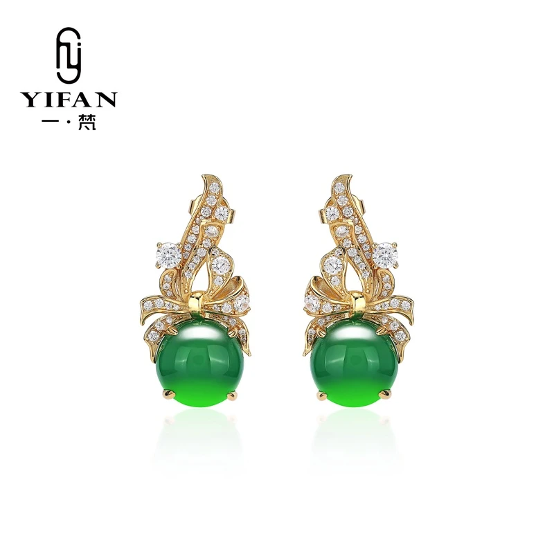 925银仿珍珠耳饰 叶明珠绿白珠优雅时尚气质耳环耳饰-3276