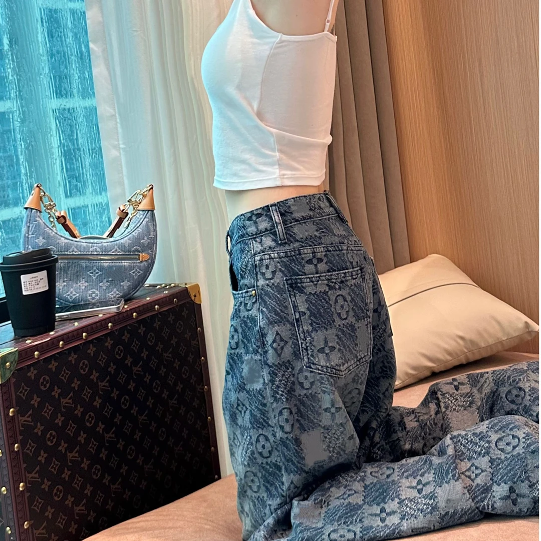 2025春夏新款 棋盘格女士牛仔裤休闲裤（D12VL55CK01）