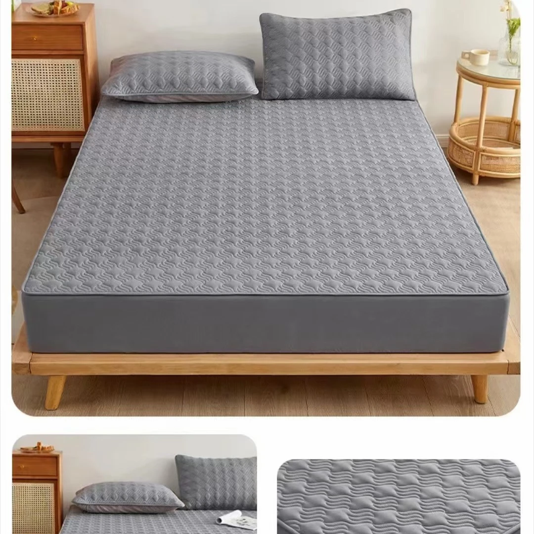 防滑磨毛防水保护罩简约风通用麽毛布防寒防尘罩透气夹棉床笠亲肤