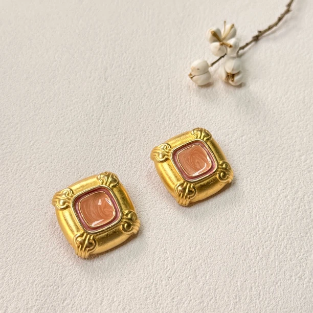 铜合金耳饰 【六六中古】孤品复古耳夹tr0209