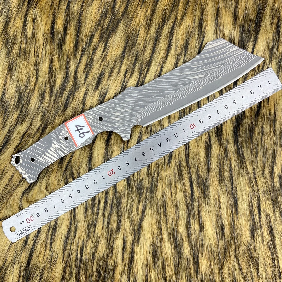 匠禾力-46号-手工锻打通体夹钢-家用户外大马士革刀坯-已开刃