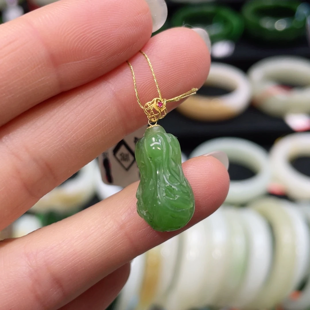 吊坠(不含链)18K金镶嵌和田玉