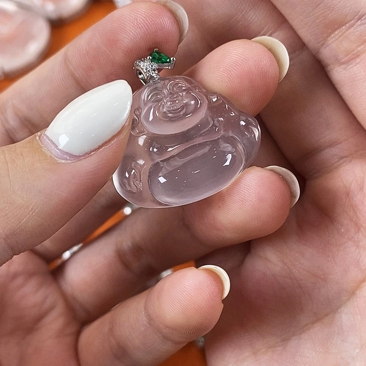 石英质玉银S925镀金镶嵌颈饰