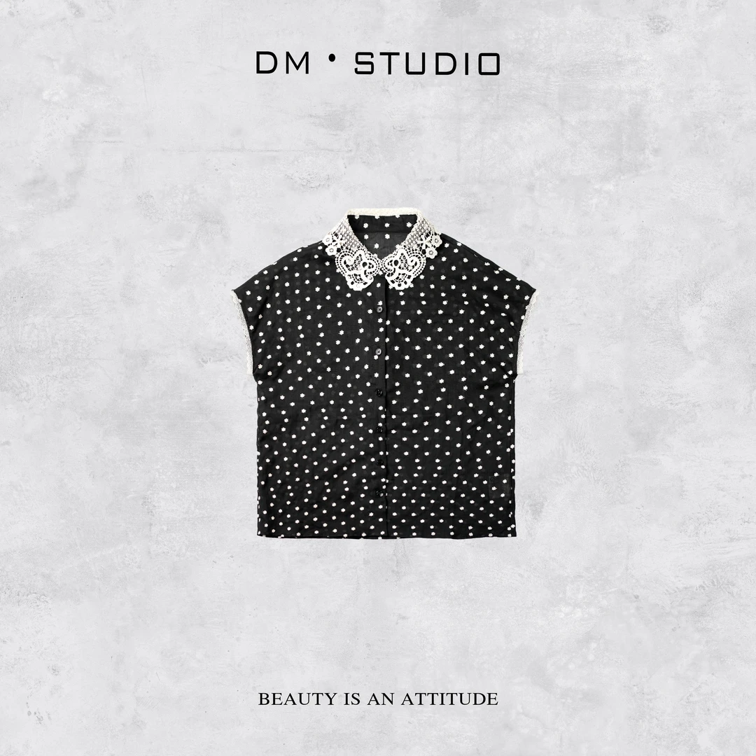 DEDM•STUDIO/100%苎麻减龄精致感刺绣碎花翻领上衣2504CS/C60675