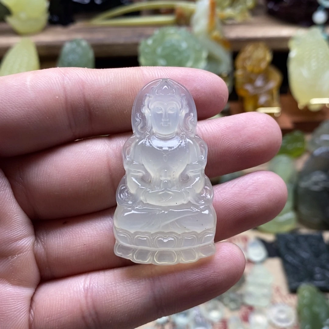 岫玉未镶嵌度母观音吊坠