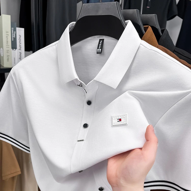 棉翻领男士Polo衫夏季新款百搭短袖体恤时尚爆款百搭透气修身2025