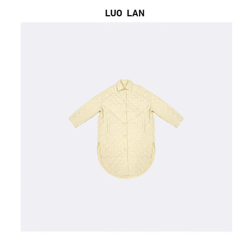 【阿静】中长款菱格绗缝滚边夹棉大衣棉服外套 YLM00246