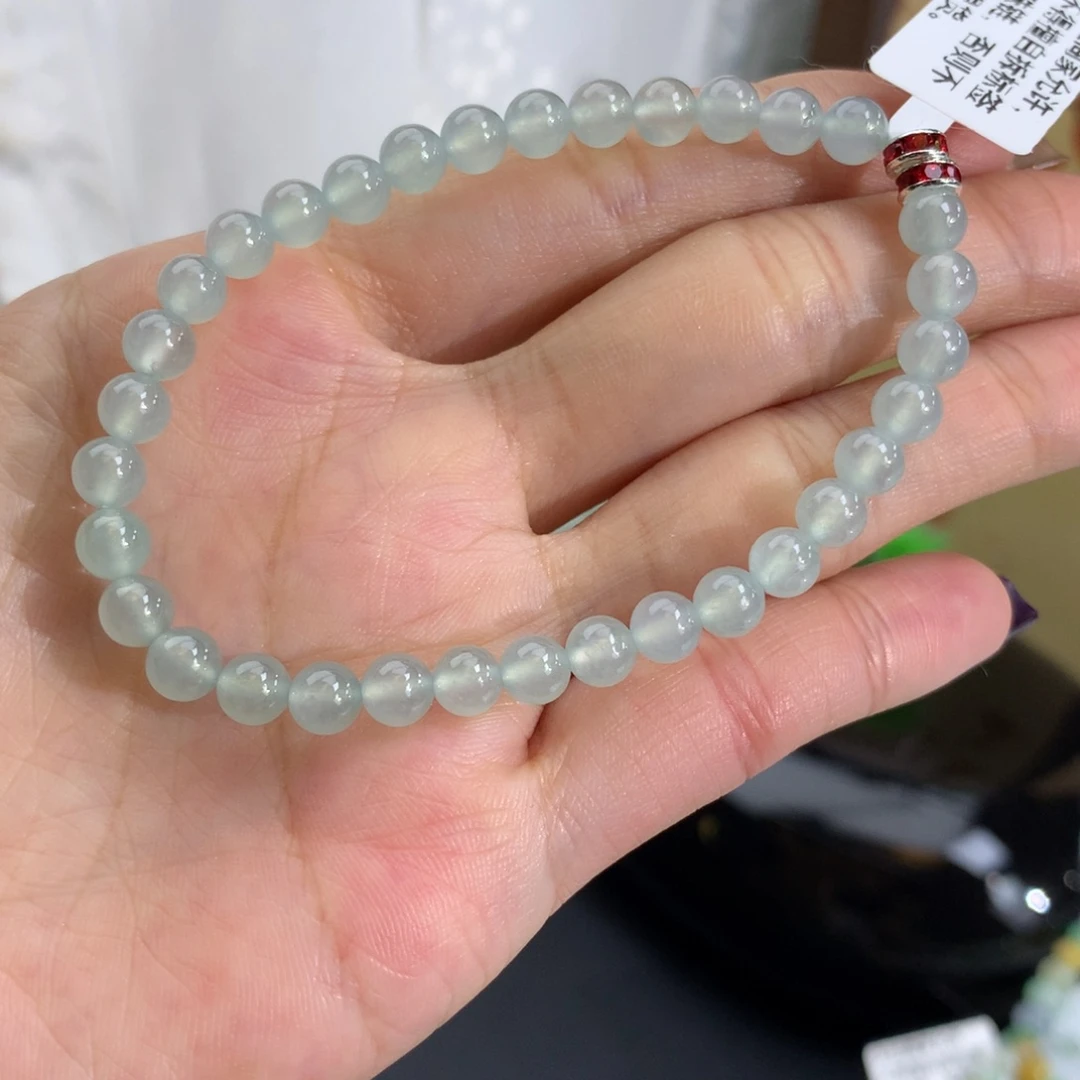 翡翠未镶嵌手串卡5.3冰胶蓝晴手串