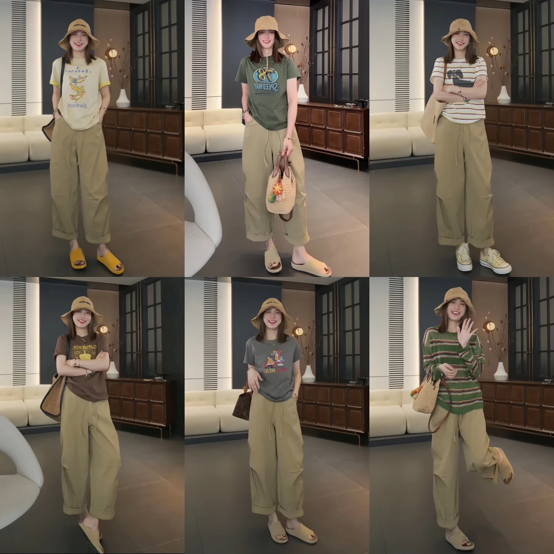 木卡家【防晒伞兵裤】定制款韩版夏季新款挺阔松紧腰压褶伞兵裤