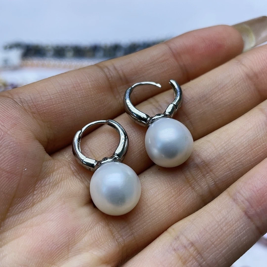 银S925镶嵌耳饰海水珍珠