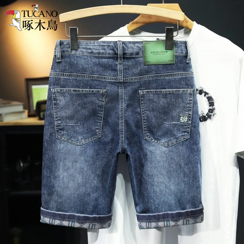 啄木鸟爆款夏季薄款男士弹力牛仔短裤子潮流百搭宽松直筒五分中裤