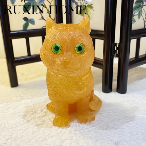 卡普拉粉彩琉璃雪猫香炉琥珀色手工家用茶道茶具